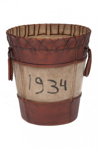 Корзина Secret De Maison BUCKET ( mod. M-2432 ) , металл/кожа буйвола/ткань, 39*39*42, коричневый, ткань: винтаж