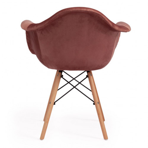 Кресло CINDY SOFT (EAMES) (mod. 101) / 1 шт. в упаковке, дерево береза/металл/мягкое сиденье/ткань, 61 х 60 х 80 см , коралловый (HLR 44)/натуральный