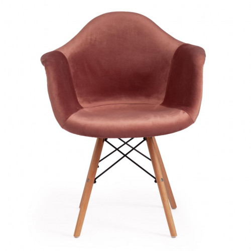 Кресло CINDY SOFT (EAMES) (mod. 101) / 1 шт. в упаковке, дерево береза/металл/мягкое сиденье/ткань, 61 х 60 х 80 см , коралловый (HLR 44)/натуральный