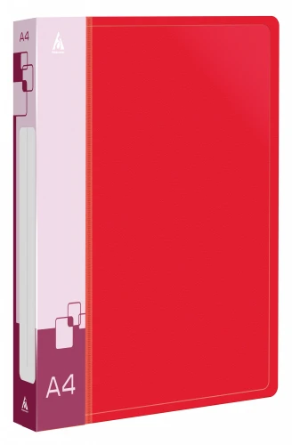 Папка на 4-х кольцах Бюрократ -0818/4RRED A4 пластик 0.7мм кор.18мм внутр. с вставкой красный