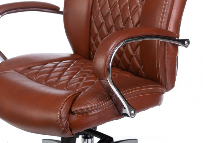 Кресло руководителя Бюрократ T-9924SL светло-коричневый Leather Eichel кожа крестов. металл хром