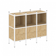 Loft Прямой стеллаж наборный VR.L-07 Тиквуд светлый/Белый металл 1278*446*1047