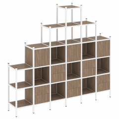 Loft Прямой стеллаж наборный VR.L-24 Дуб аризона/Белый металл 2526*446*2280