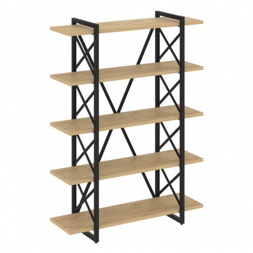 Loft Стеллаж на регулируемых опорах-5 полок VR.L-MST.O-5.8V Тиквуд светлый/Чёрный металл 1200*400*1650