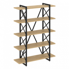 Loft Стеллаж на регулируемых опорах-5 полок VR.L-MST.O-5.8V Тиквуд светлый/Чёрный металл 1200*400*1650