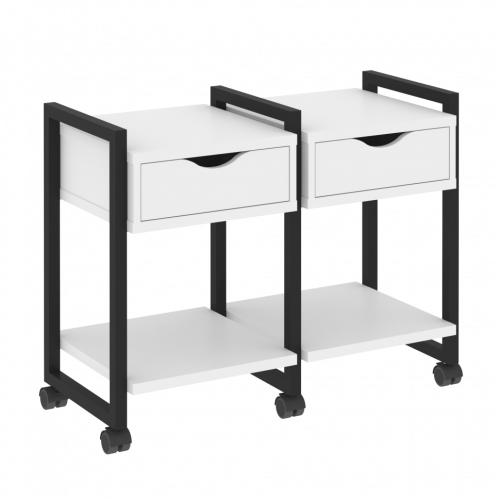 Loft Тумба на колесных опорах наборная. Вариант №1 VR.L-TN-1.K Белый бриллиант/Чёрный металл 970*460*767