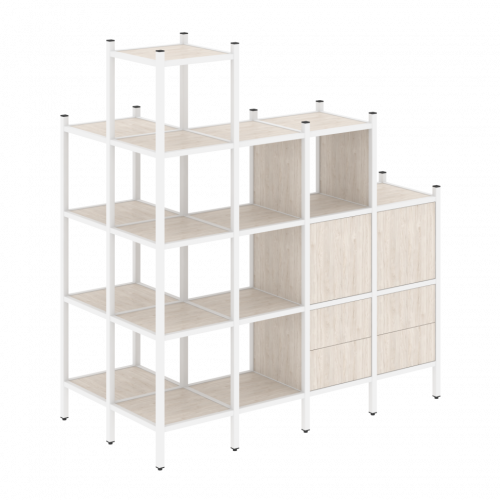 Loft Угловой внешний стеллаж наборный VR.L-58 Денвер светлый/Белый металл 862*1694*1869