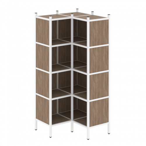 Loft Угловой внутренний стеллаж наборный VR.L-31 Дуб аризона/Белый металл 862*862*1869