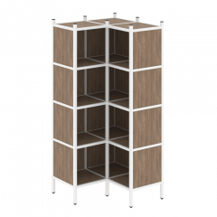 Loft Угловой внутренний стеллаж наборный VR.L-31 Дуб аризона/Белый металл 862*862*1869