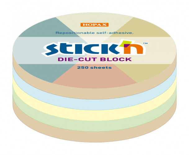 Блок самоклеящийся бумажный Stick`n 21831 67x67мм 250лист. пастель+крафт ассорти "круг"