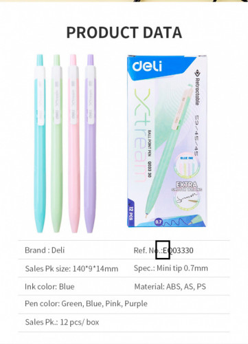 Ручка шариков. автоматическая Deli X-tream EQ03330 ассорти d=0.7мм син. черн. 1стерж. линия 0.4мм