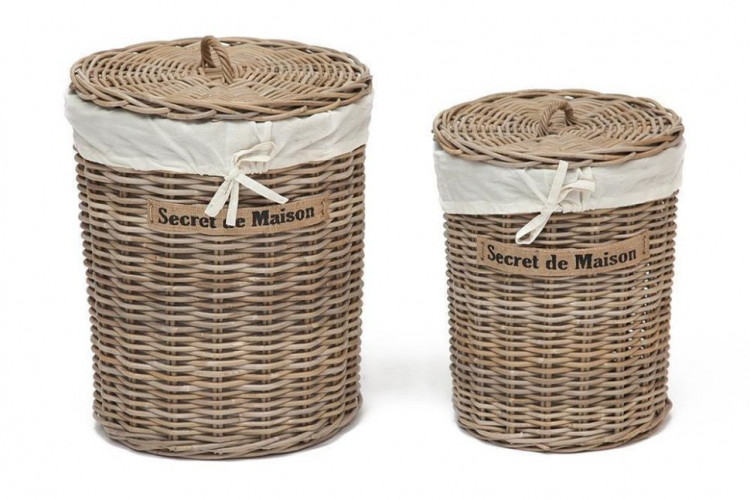 Корзина Secret De Maison Letti (набор из 2 штук), натуральный ротанг, D48*58/D38*49 см, Натуральный Кубу / Natural Kubu