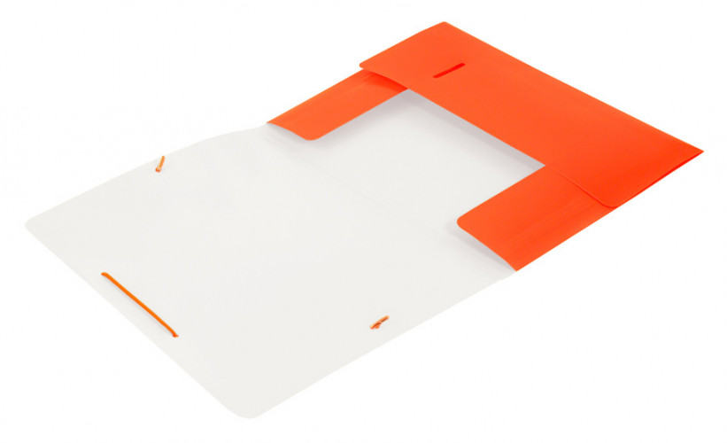 Папка на резинке Бюрократ Double Neon DNE510OR A4 пластик кор.30мм 0.5мм оранжевый