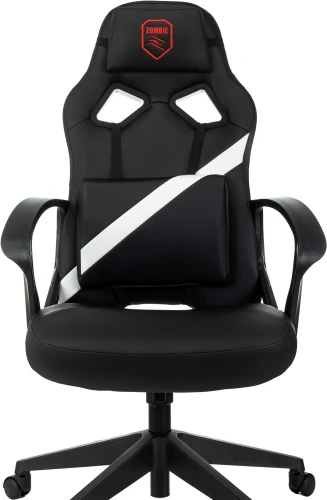 Кресло игровое Zombie 300 черный/белый эко.кожа с подголов. крестов. пластик пластик черный
