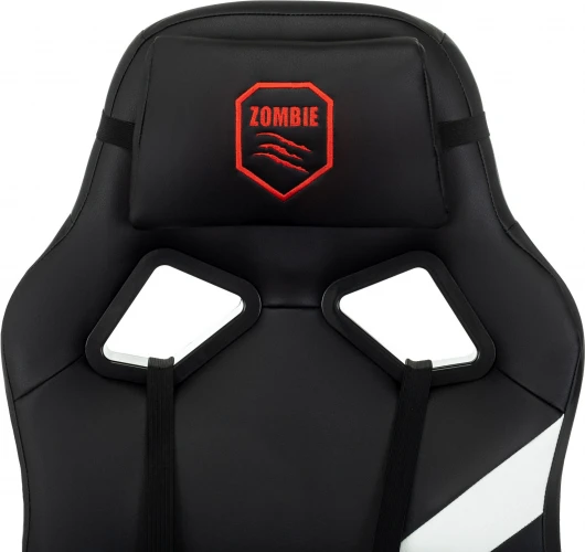 Кресло игровое Zombie 300 черный/белый эко.кожа с подголов. крестов. пластик пластик черный