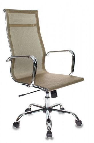 Кресло руководителя Бюрократ CH-993 золотистый сетка крестов. металл хром