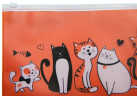 Папка на молнии ZIP Silwerhof Cats 255189 A4 пластик оранжевый цвет молнии белый