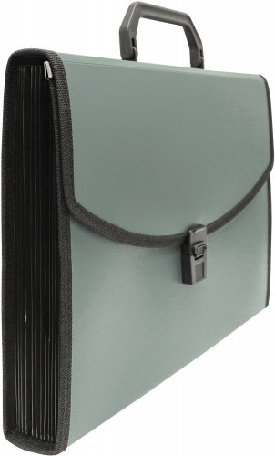 Портфель Бюрократ -BPP13LGREY 13 отдел. A4 с окантовкой пластик 0.7мм серый