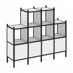 Loft Прямой стеллаж наборный VR.L-16 Белый бриллиант/Чёрный металл 1694*446*1458