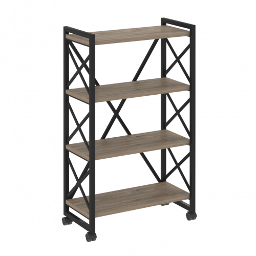 Loft Стеллаж на колесных опорах-4 полки VR.L-MST.K-4.8 Тиквуд тёмный/Чёрный металл 800*400*1334