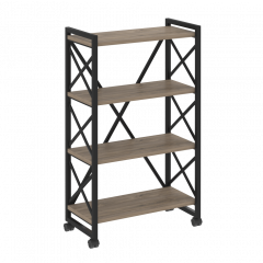 Loft Стеллаж на колесных опорах-4 полки VR.L-MST.K-4.8 Тиквуд тёмный/Чёрный металл 800*400*1334