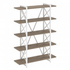 Loft Стеллаж на регулируемых опорах-5 полок VR.L-MST.O-5.8V Тиквуд тёмный/Белый металл 1200*400*1650