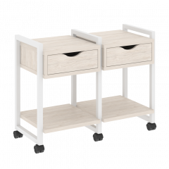 Loft Тумба на колесных опорах наборная. Вариант №1 VR.L-TN-1.K Денвер светлый/Белый металл 970*460*767