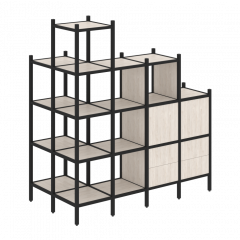 Loft Угловой внешний стеллаж наборный VR.L-58 Денвер светлый/Чёрный металл 862*1694*1869