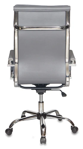 Кресло руководителя Бюрократ CH-993 серый эко.кожа крестов. металл хром