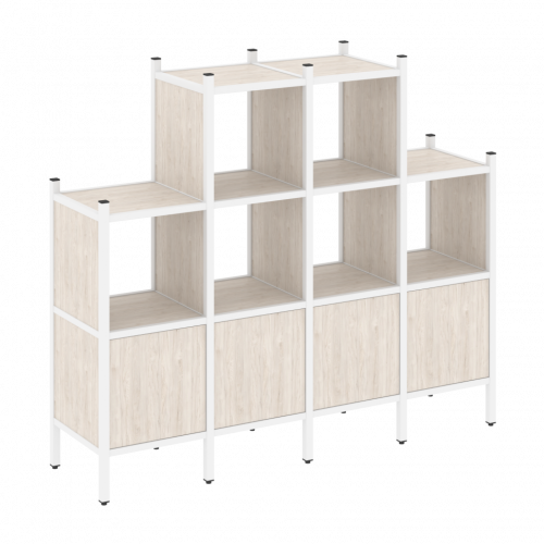 Loft Прямой стеллаж наборный VR.L-16 Денвер светлый/Белый металл 1694*446*1458