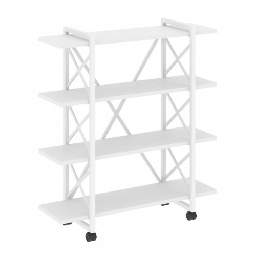Loft Стеллаж на колесных опорах-4 полки VR.L-MST.K-4.8V Белый бриллиант/Белый металл 1200*400*1334