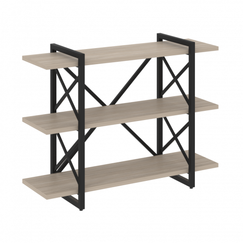Loft Стеллаж на регулируемых опорах-3 полки VR.L-MST.O-3.8V Дуб аттик/Чёрный металл 1200*400*910