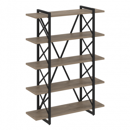 Loft Стеллаж на регулируемых опорах-5 полок VR.L-MST.O-5.8V Тиквуд тёмный/Чёрный металл 1200*400*1650
