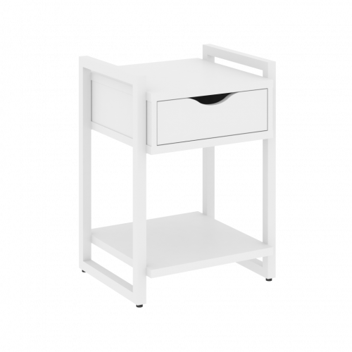 Loft Тумба на регулируемых опорах с ящиком и полкой VR.L-T1.O Белый бриллиант/Белый металл 500*460*719