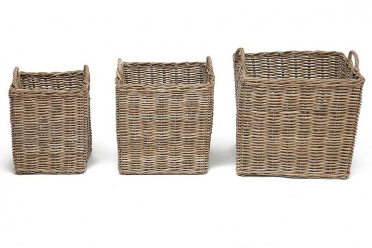 Корзина Secret De Maison Nambo (набор из 3 штук) , натуральный ротанг, 57*57*50/58, 47*57*47/55, 36*36*43/50 см, Натуральный Кубу / Natural Kubu