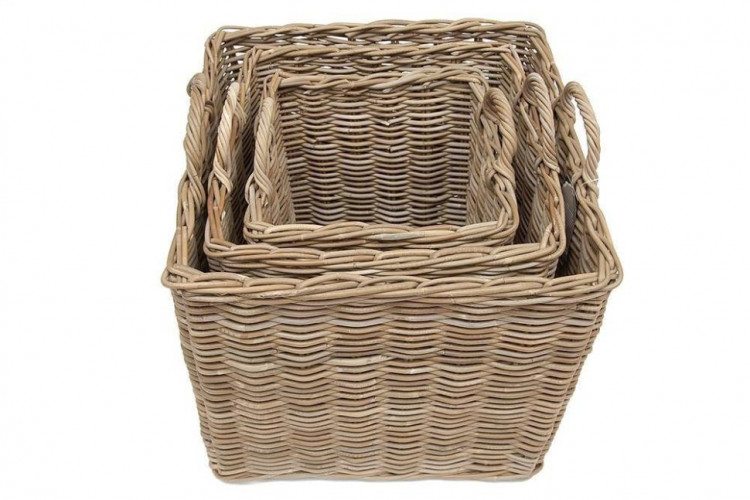 Корзина Secret De Maison Nambo (набор из 3 штук) , натуральный ротанг, 57*57*50/58, 47*57*47/55, 36*36*43/50 см, Натуральный Кубу / Natural Kubu