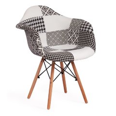 Кресло CINDY SOFT (EAMES) (mod. 101), дерево береза/металл/мягкое сиденье/ткань, 61 х 60 х 80 см , black/white (черный/белый)