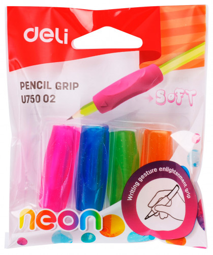Колпачок-манжета для чернографитных карандашей Deli EU75002 Neon силикон ассорти (упак.:4шт)