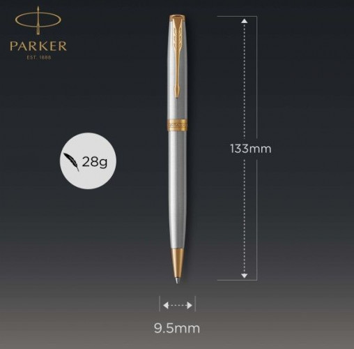 Ручка шариков. Parker Sonnet Core K527 (CW1931507) Stainless Steel GT M черн. черн. подар.кор.