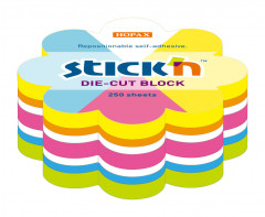 Блок самоклеящийся бумажный Stick`n 21833 67x67мм 250лист. неон ассорти &quot;цветок&quot;