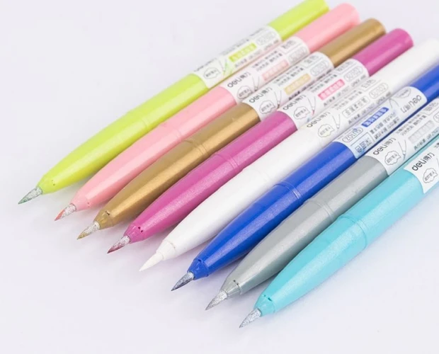 Фломастеры Deli SU102 круг. кисть Невентилируемый металлик 8цв. блистер (8шт.)