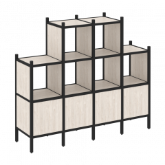 Loft Прямой стеллаж наборный VR.L-16 Денвер светлый/Чёрный металл 1694*446*1458