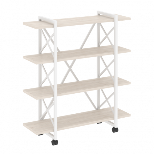 Loft Стеллаж на колесных опорах-4 полки VR.L-MST.K-4.8V Денвер светлый/Белый металл 1200*400*1334