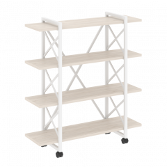 Loft Стеллаж на колесных опорах-4 полки VR.L-MST.K-4.8V Денвер светлый/Белый металл 1200*400*1334