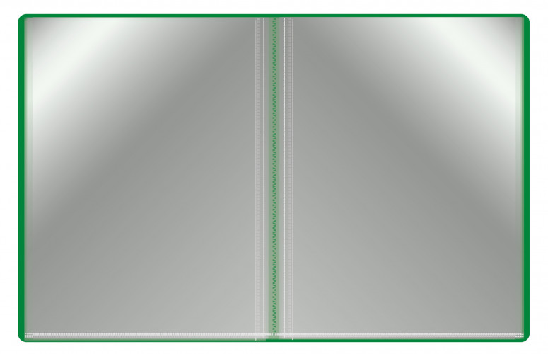 Папка с 100 прозр.вклад. Бюрократ -BPVN100GRN A4 пластик 0.8мм торц.карм с бум. встав зеленый