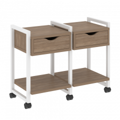 Loft Тумба на колесных опорах наборная. Вариант №1 VR.L-TN-1.K Дуб аризона/Белый металл 970*460*767