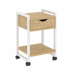 Loft Тумба на колесных опорах с ящиком и полкой VR.L-T1.K Тиквуд светлый/Белый металл 500*460*767