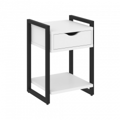 Loft Тумба на регулируемых опорах с ящиком и полкой VR.L-T1.O Белый бриллиант/Чёрный металл 500*460*719