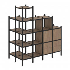 Loft Угловой внешний стеллаж наборный VR.L-58 Дуб аризона/Чёрный металл 862*1694*1869
