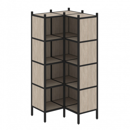 Loft Угловой внутренний стеллаж наборный VR.L-31 Дуб аттик/Чёрный металл 862*862*1869